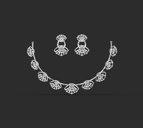 DELICATE FLORAL DIAMOND NECKLACE SET