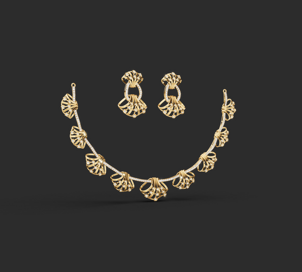 DELICATE FLORAL DIAMOND NECKLACE SET
