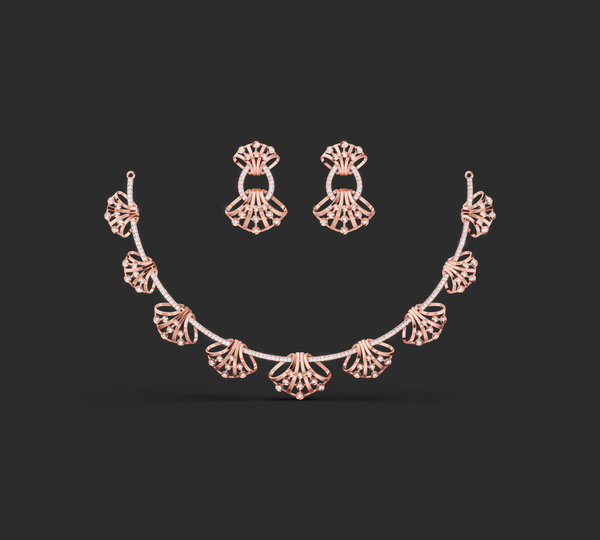 DELICATE FLORAL DIAMOND NECKLACE SET