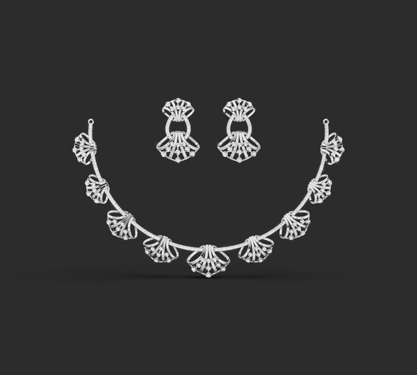 DELICATE FLORAL DIAMOND NECKLACE SET