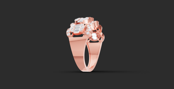 BAGUETTE HALO SCALLOP RING