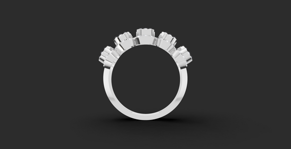 BAGUETTE HALO SCALLOP RING