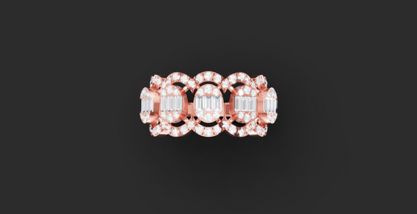 BAGUETTE HALO SCALLOP RING