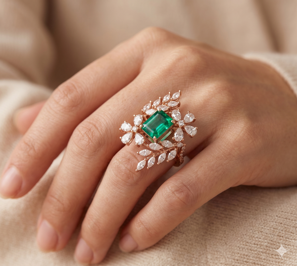 Emerald Bloom Diamond Ring
