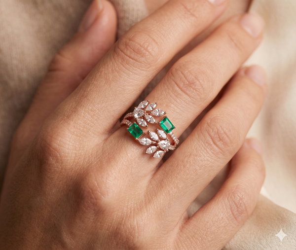 Emerald Vine Diamond Ring