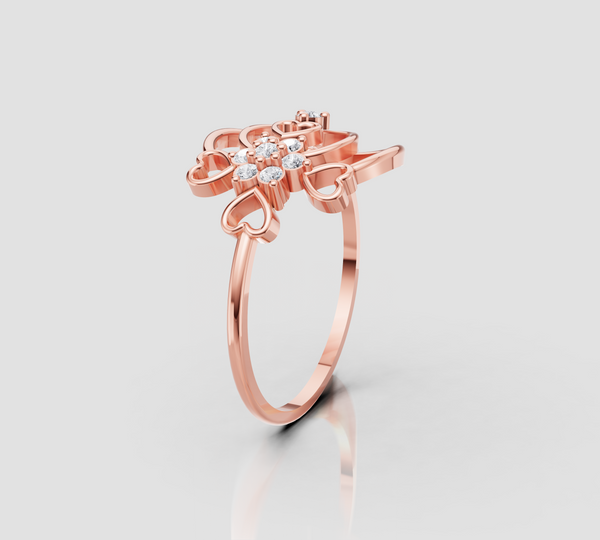 FLOWER HEARTS CLUSTER RING