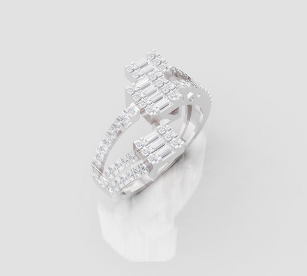 ROYAL TRI SQUARE CRISSCROSS DIAMOND RING