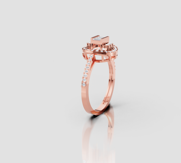 ROYAL HALO BAGUETTE RING