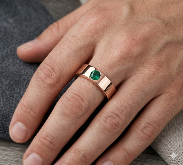 EMERALD MALE SOLITAIRE BAND