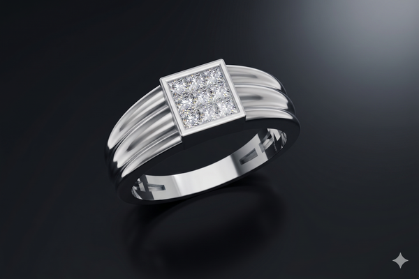 Royal Square Diamond Gents Ring