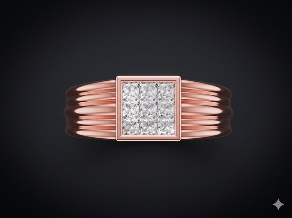 Royal Square Diamond Gents Ring