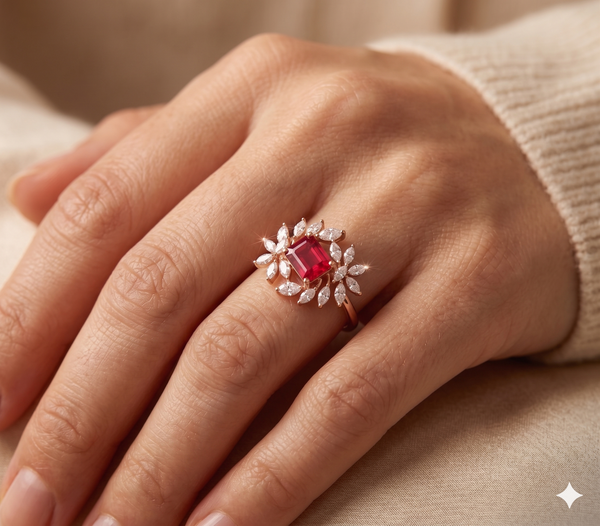 Royal Ruby Floral Ring