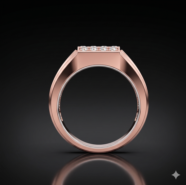 Royal Square Diamond Cluster Ring