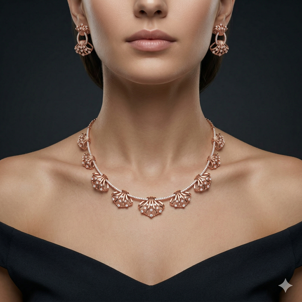 DELICATE FLORAL DIAMOND NECKLACE SET