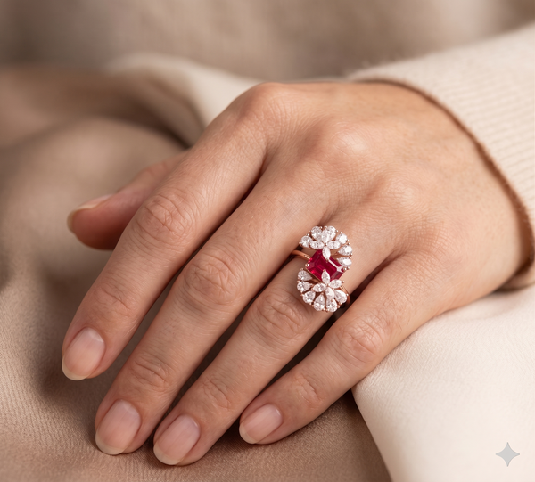 Blossom Halo Ruby Ring
