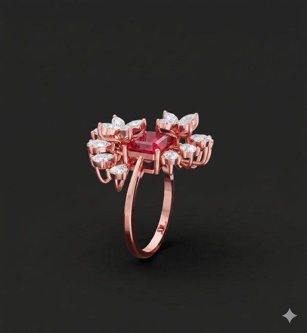 Blossom Halo Ruby Ring
