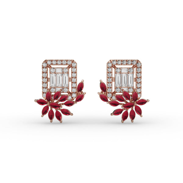 Ruby Radiance Diamond Earrings