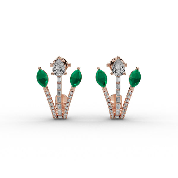 Emerald Bloom Diamond Earrings
