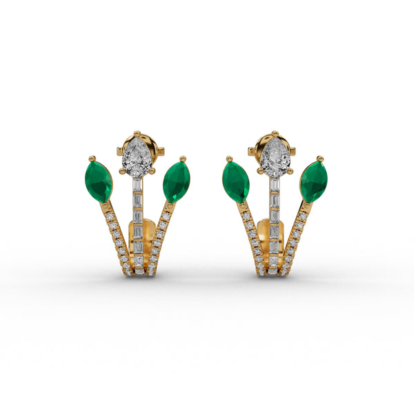 Emerald Bloom Diamond Earrings