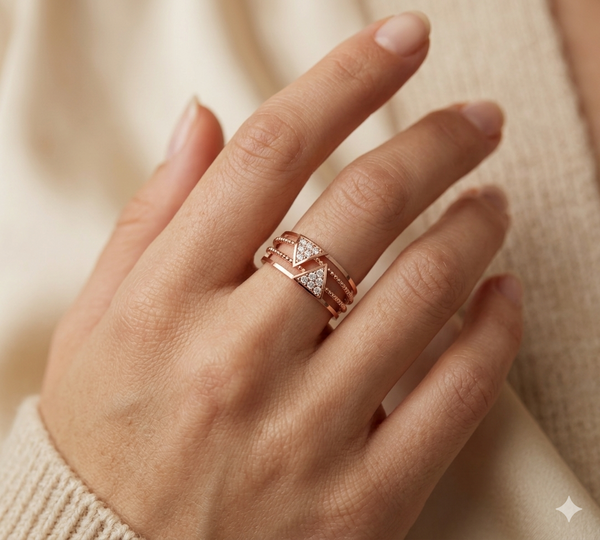 RAIDIANT TRIANGULAR HALO RING