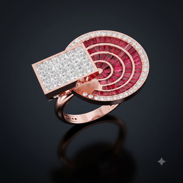 CRIMSON RUBY ORBIT RING