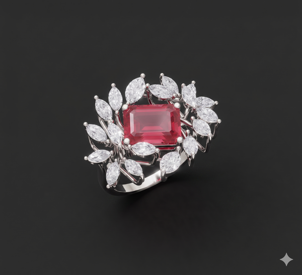 Royal Ruby Floral Ring