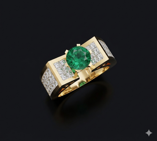 SWING STUD EMERALD SOLITAIRE RING