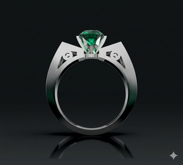 SWING STUD EMERALD SOLITAIRE RING