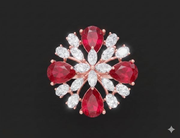Ruby Radiance Floral Ring