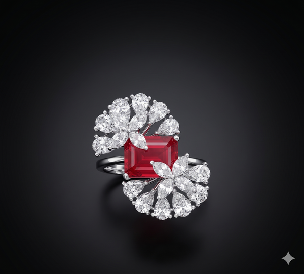 Blossom Halo Ruby Ring