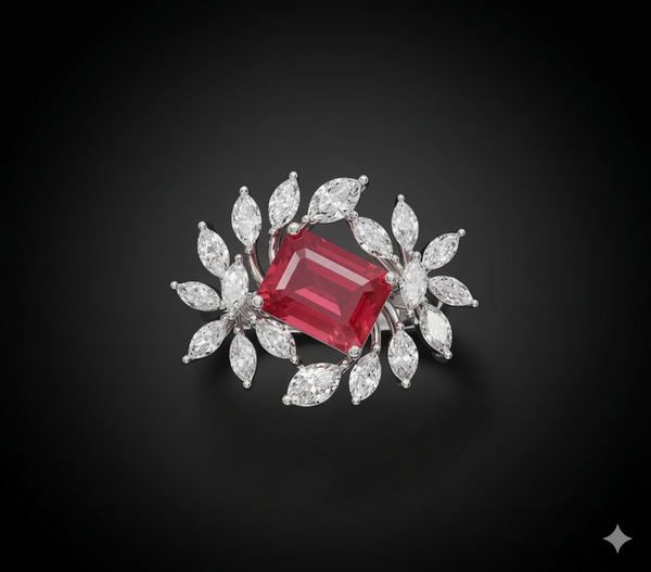 Royal Ruby Floral Ring