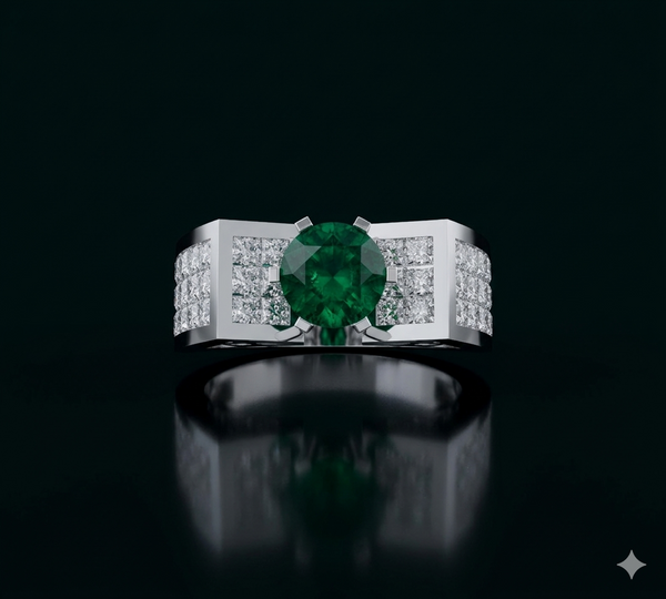 SWING STUD EMERALD SOLITAIRE RING