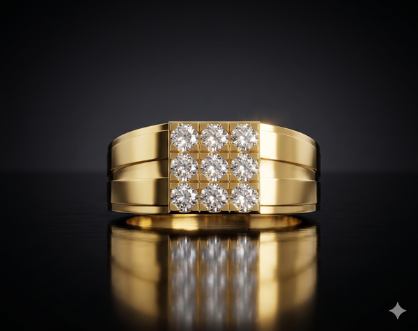 Apex Double Band Cluster Ring