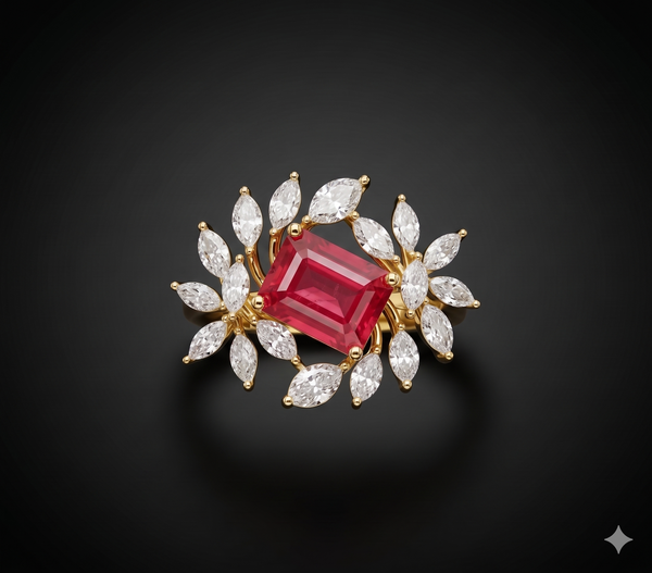 Royal Ruby Floral Ring