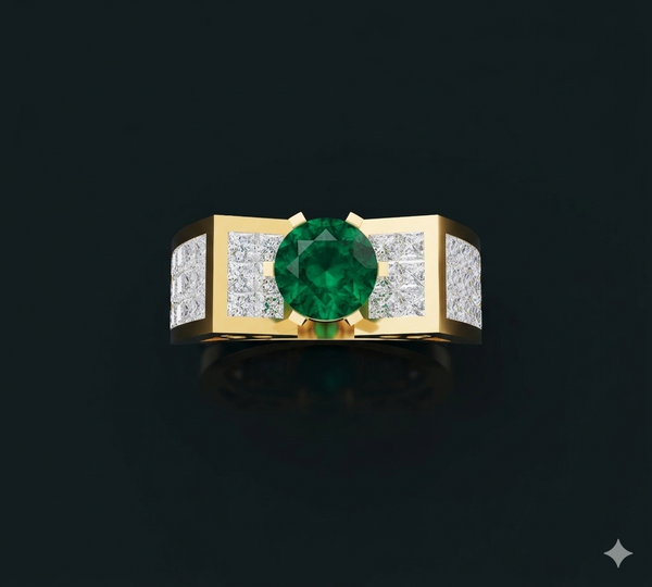 SWING STUD EMERALD SOLITAIRE RING