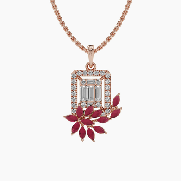 Ruby Bloom Diamond Pendant