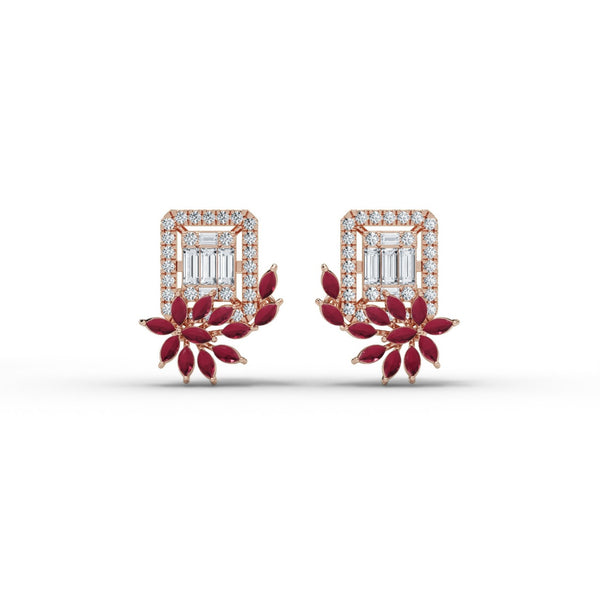 Ruby Radiance Diamond Earrings