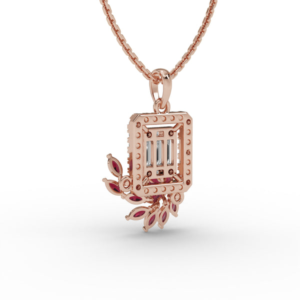 Ruby Bloom Diamond Pendant