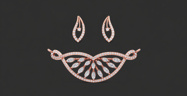 MARQUISE LEAF GRACE PENDANT AND EARING SET