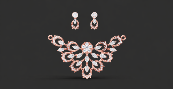 MOON PETAL CHARM PENDANT AND EARING SET