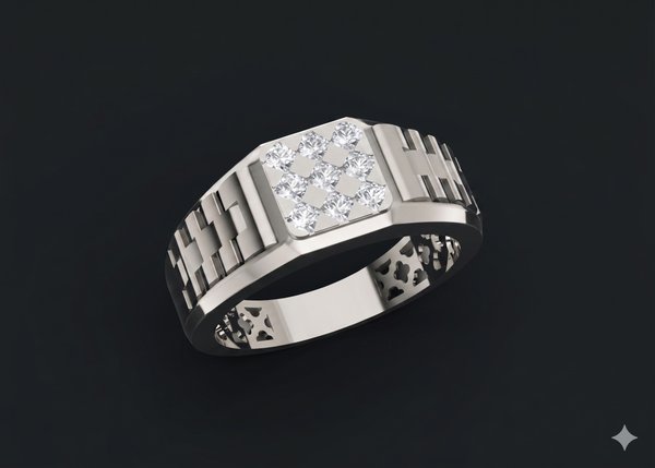 Royal Cluster Diamond Gents Ring