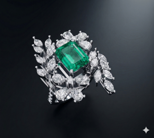 Emerald Bloom Diamond Ring