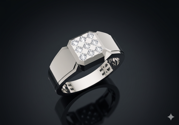 Regal Square Diamond Cluster Ring