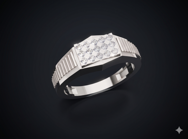 Diamond Grid Gents Ring