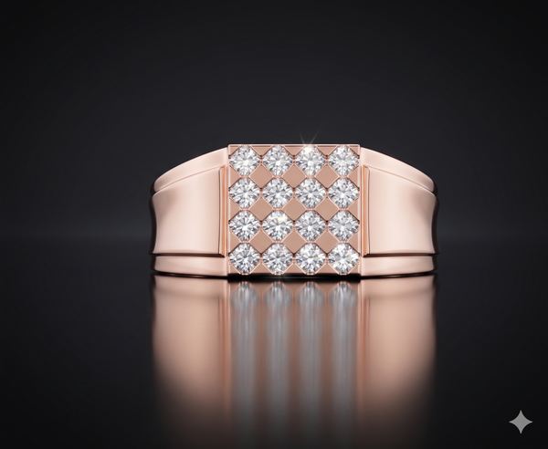 Royal Square Diamond Cluster Ring