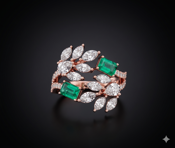 Emerald Vine Diamond Ring