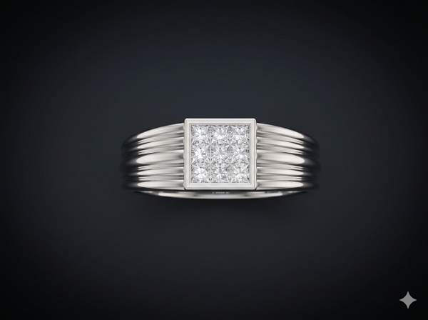 Royal Square Diamond Gents Ring