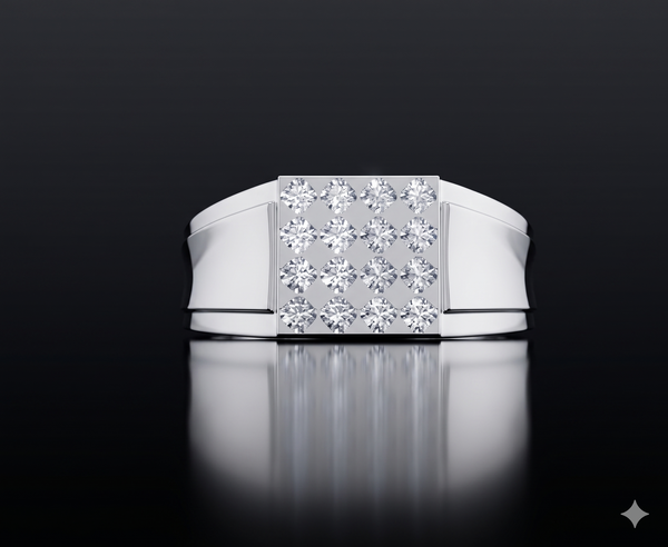 Royal Square Diamond Cluster Ring