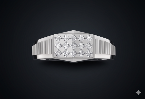 Diamond Grid Gents Ring