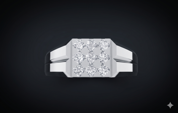 Square Diamond Cluster Gents Ring